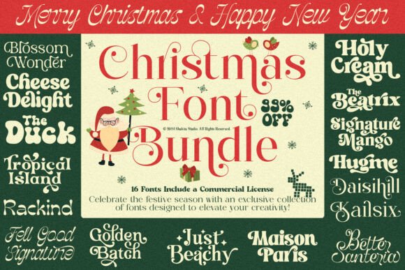 Christmas Bundle Festive Holiday: A Cheerful Display Font for Seasonal Editorial Design